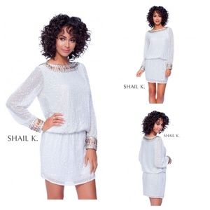 Shail K White Fully Beaded Prom Dress
